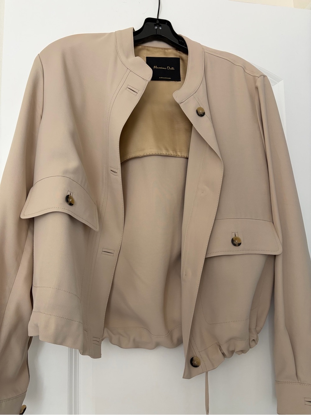 Massimo Dutti Neutral Tan Cropped Utility Jacket